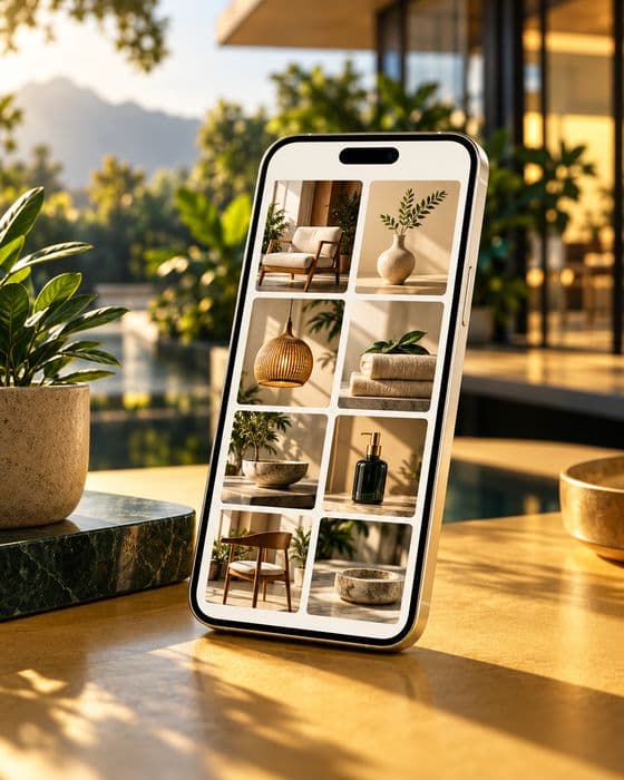 A phone showing an online store