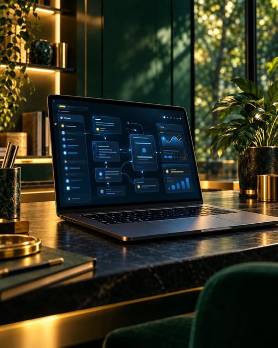 A laptop showing a web application dashboard